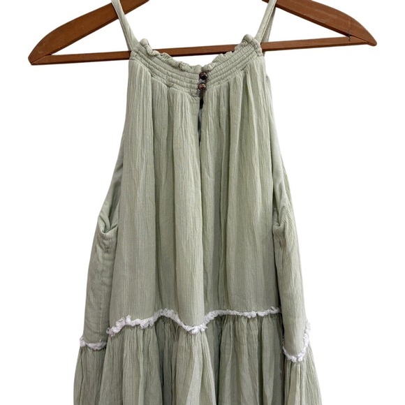 Rachel Zoe Sage Green Sleeveless Tiered Maxi Dress Bohemian Cottagecore Size 4 - Picture 6 of 7